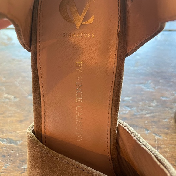 Vince Camuto Signature Suede Block Heels with Strap - Picture 6 of 9